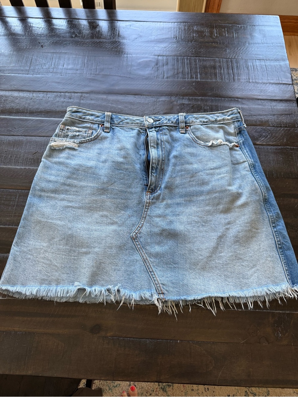 Abercrombie & Fitch Light Blue Distressed Denim Mini Skirt